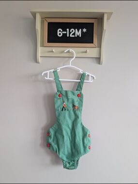 Vintage Style Embroidered Bubble Romper 6-12M Farm Donkey